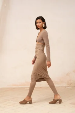 Alice, leggings en cupro stretch cocoa