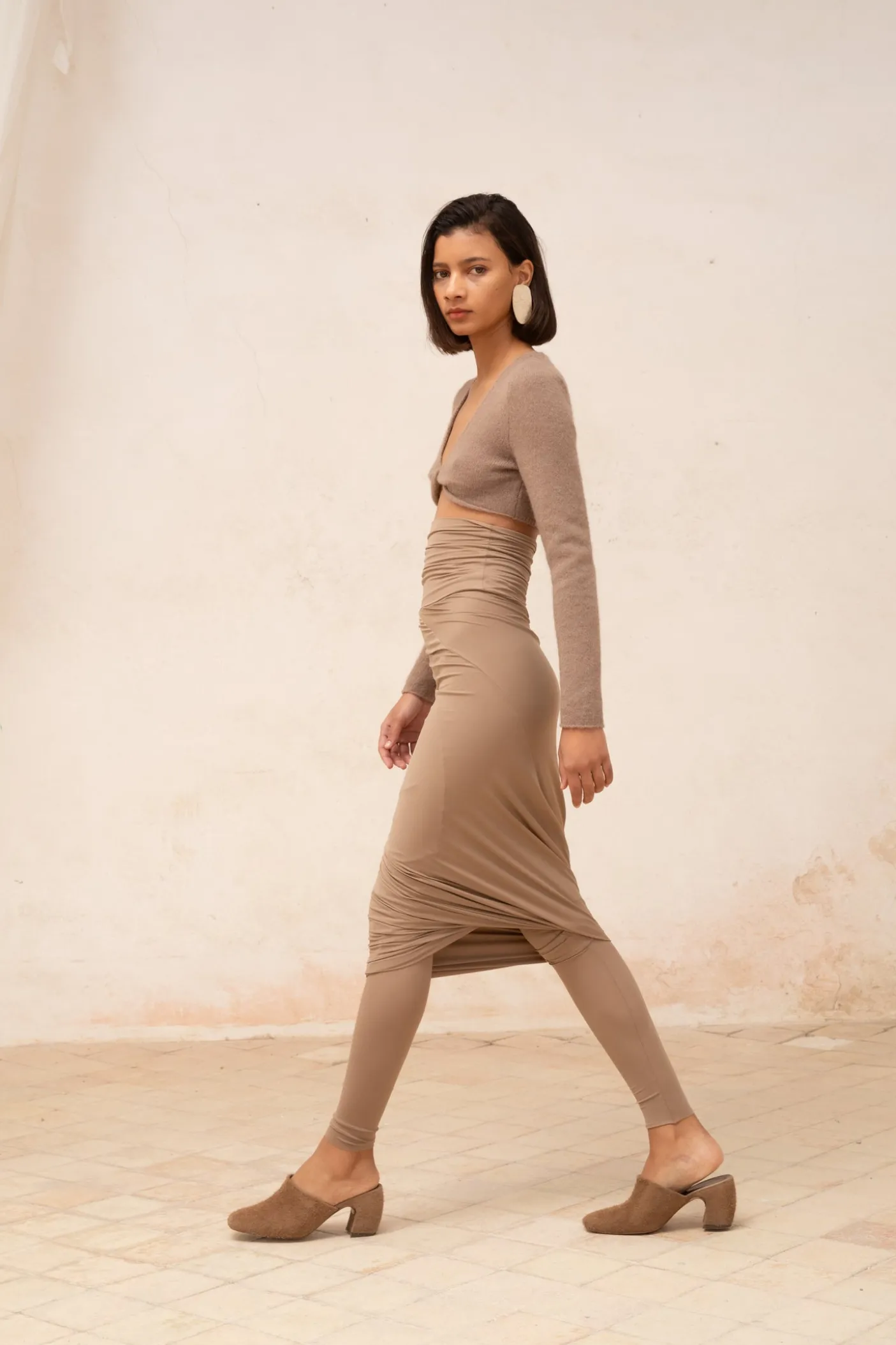 Alice, leggings en cupro stretch cocoa