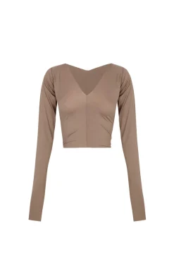 Alice, top en cupro stretch cocoa