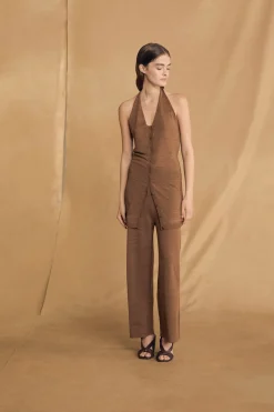 Alon, cinnamon linen and silk pants