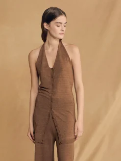 Alon, cinnamon linen and silk top