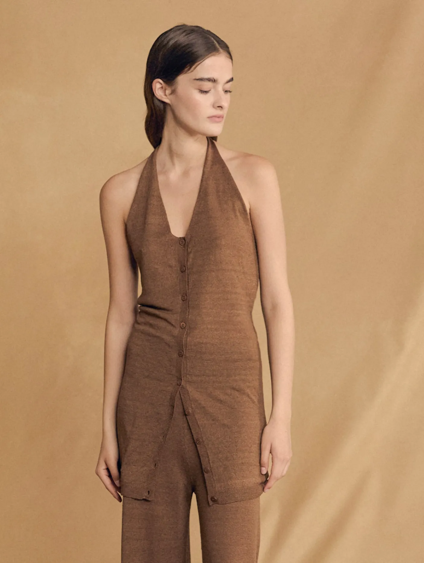 Alon, cinnamon linen and silk top