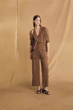 Alon, cinnamon linen and silk pants
