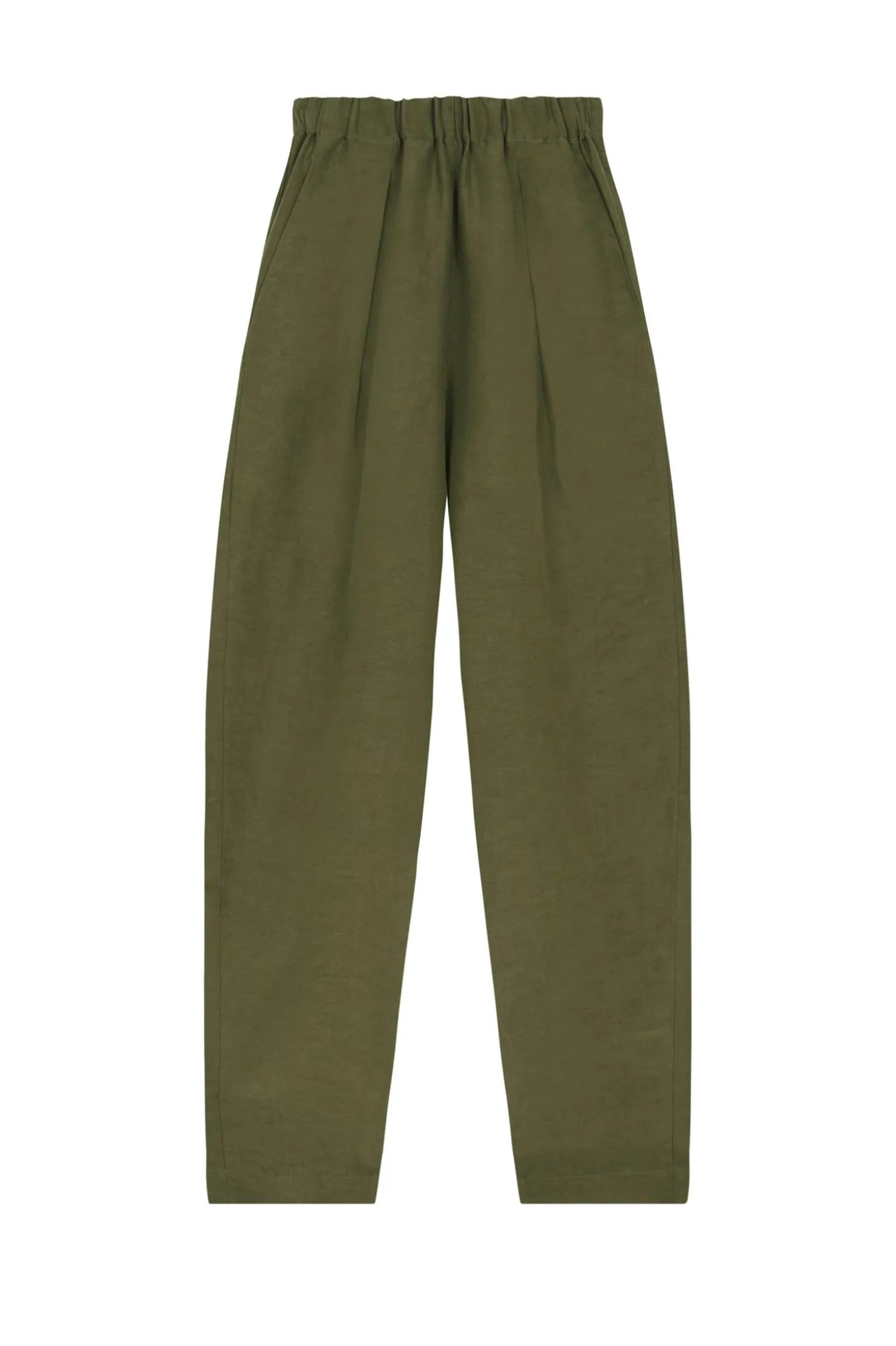 Ama, pantalón en lino y seda verde