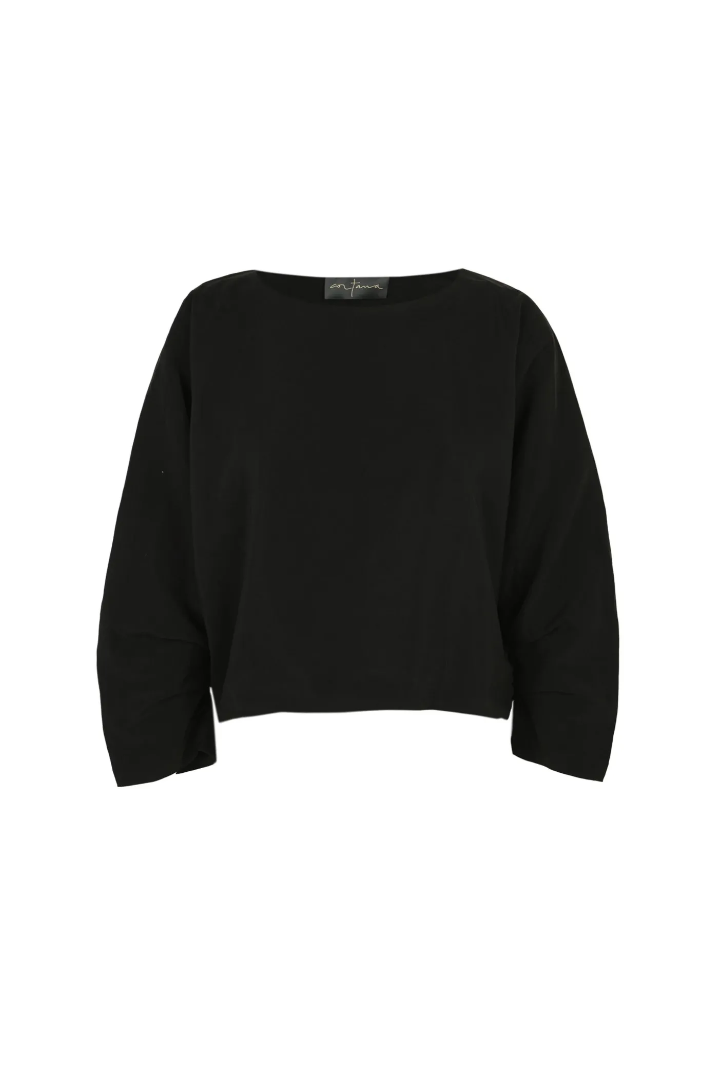 Amelia, loose top in black linen and silk
