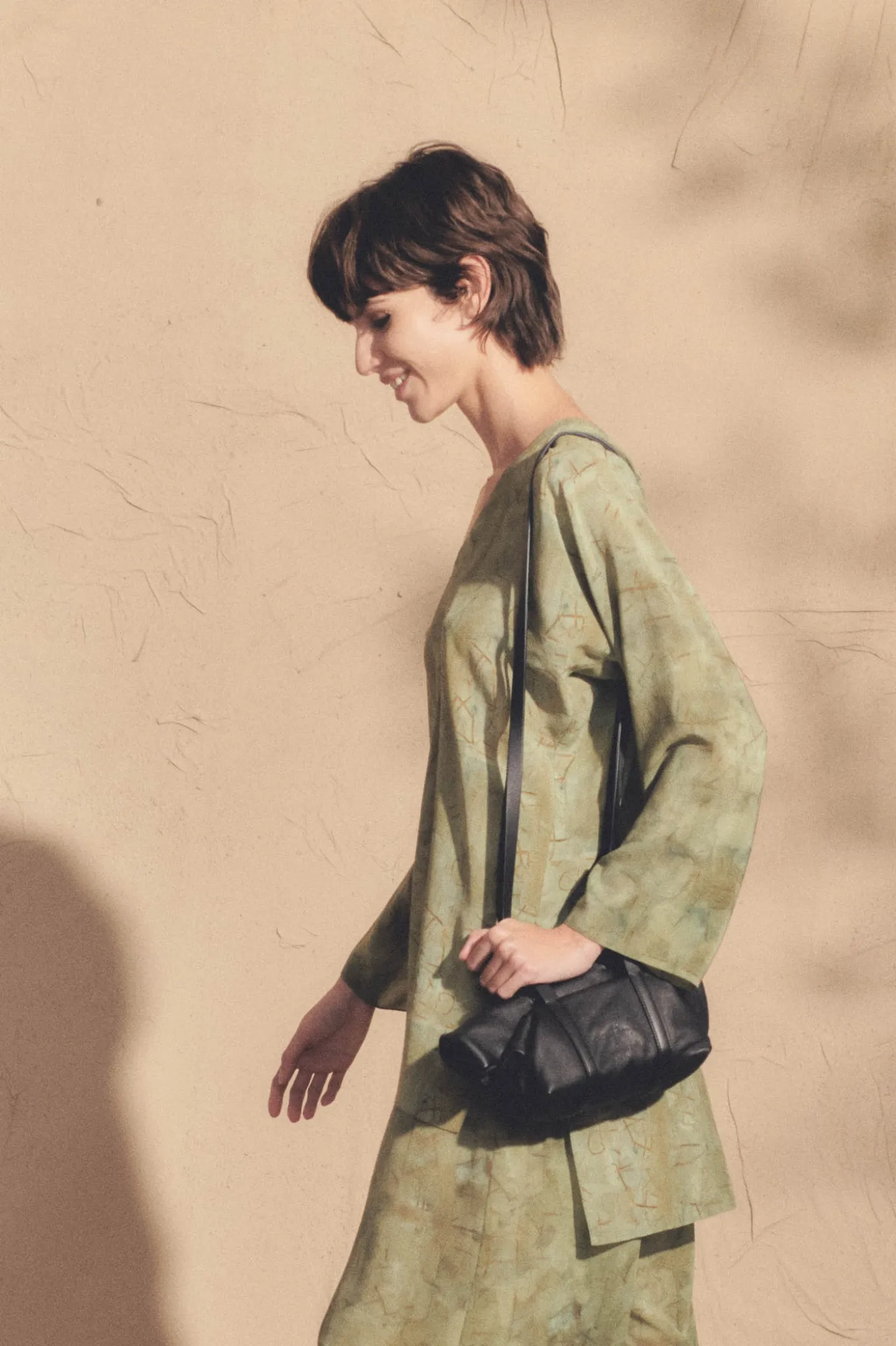 Amina, top in amantis print silk