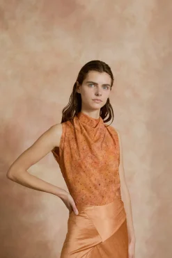 Anja, sora print silk top