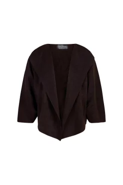 Arco, chaqueta en lino y cupro burdeos