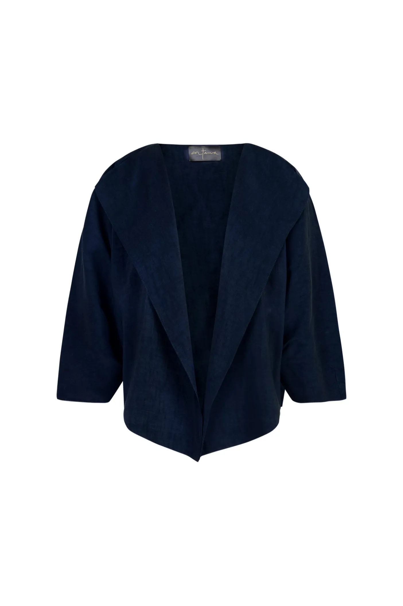 Arco, chaqueta en lino y cupro azul intenso