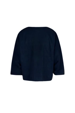 Arco, chaqueta en lino y cupro azul intenso