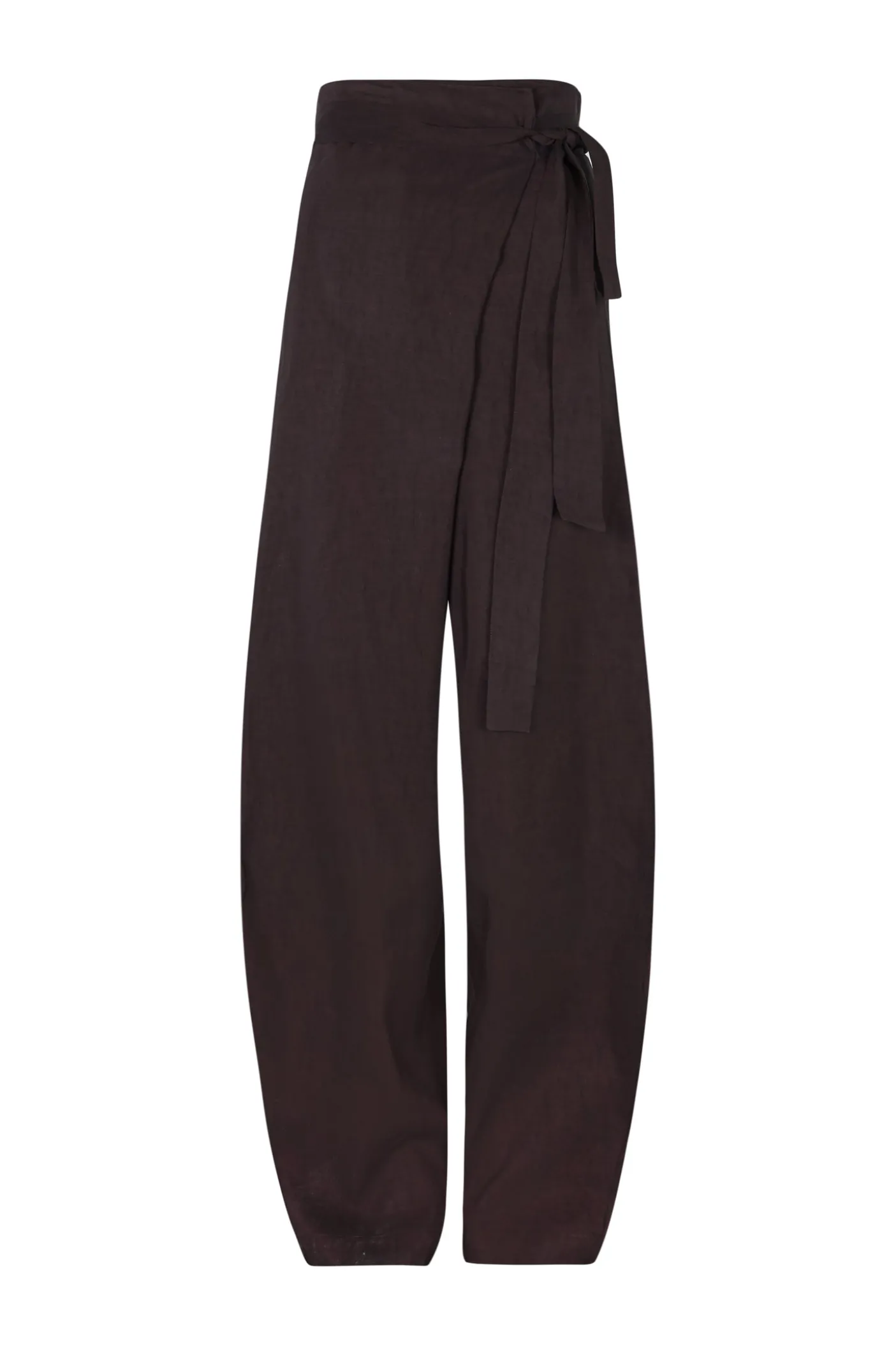 Arco, pantalon en lino y cupro burdeos