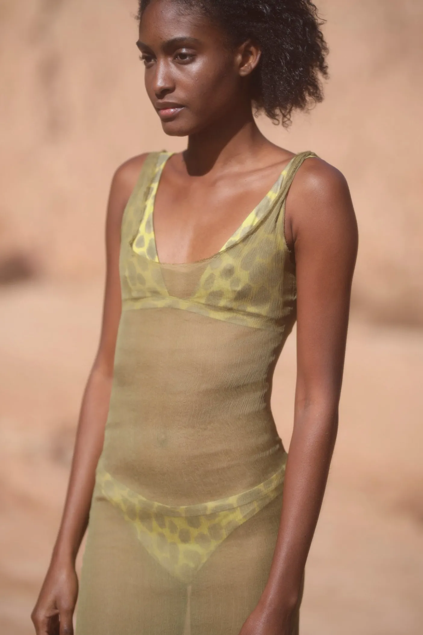 Aura, pistachio silk bambula camisole dress