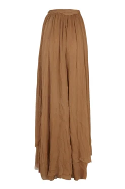 Aurora, falda larga en seda bronce