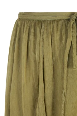 Aurora, falda larga en seda pistachio