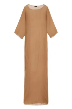 Aurora, vestido largo en seda bronce
