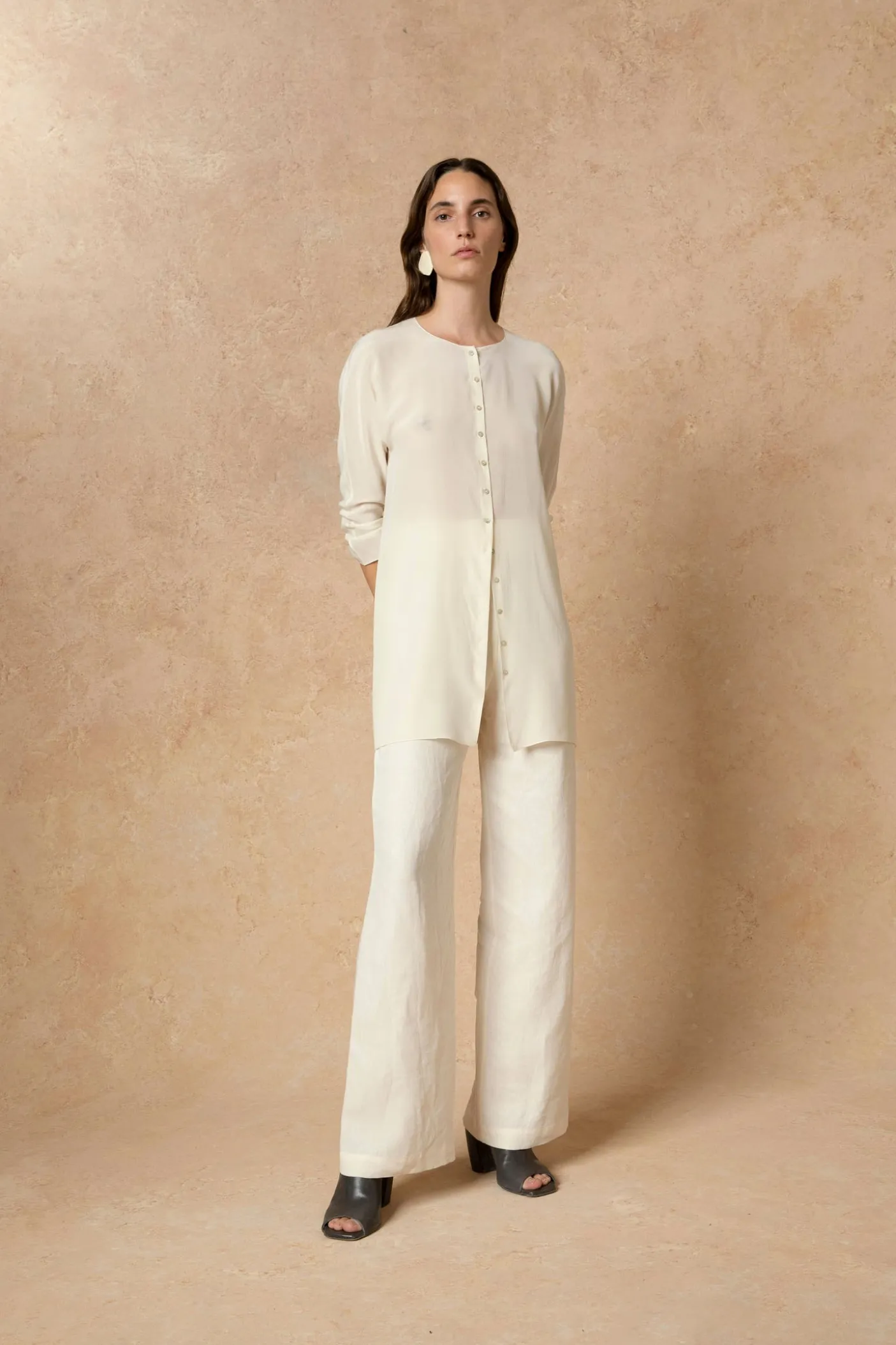Bambina, ivory linen pants