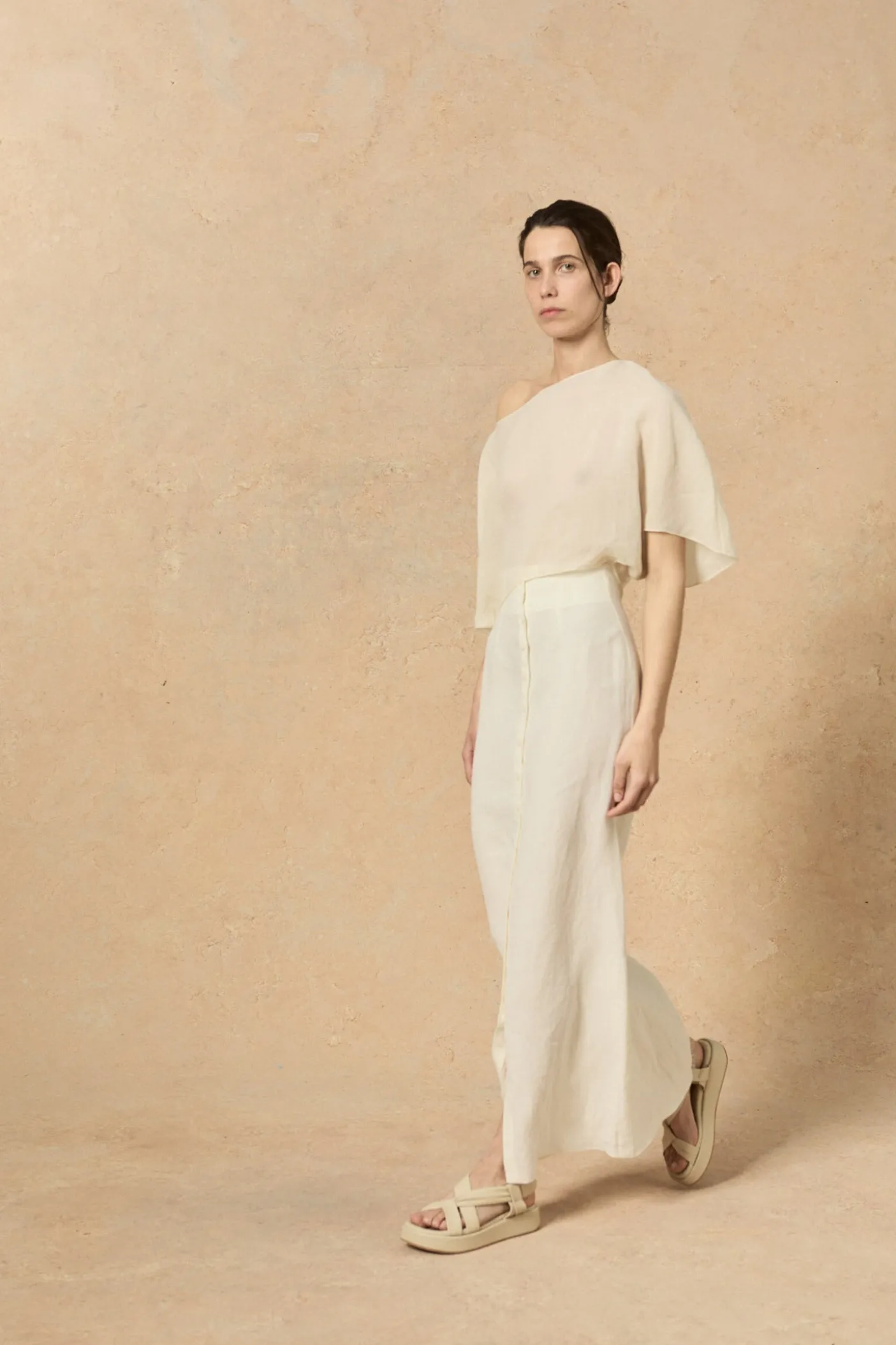 Bambina, ivory linen skirt