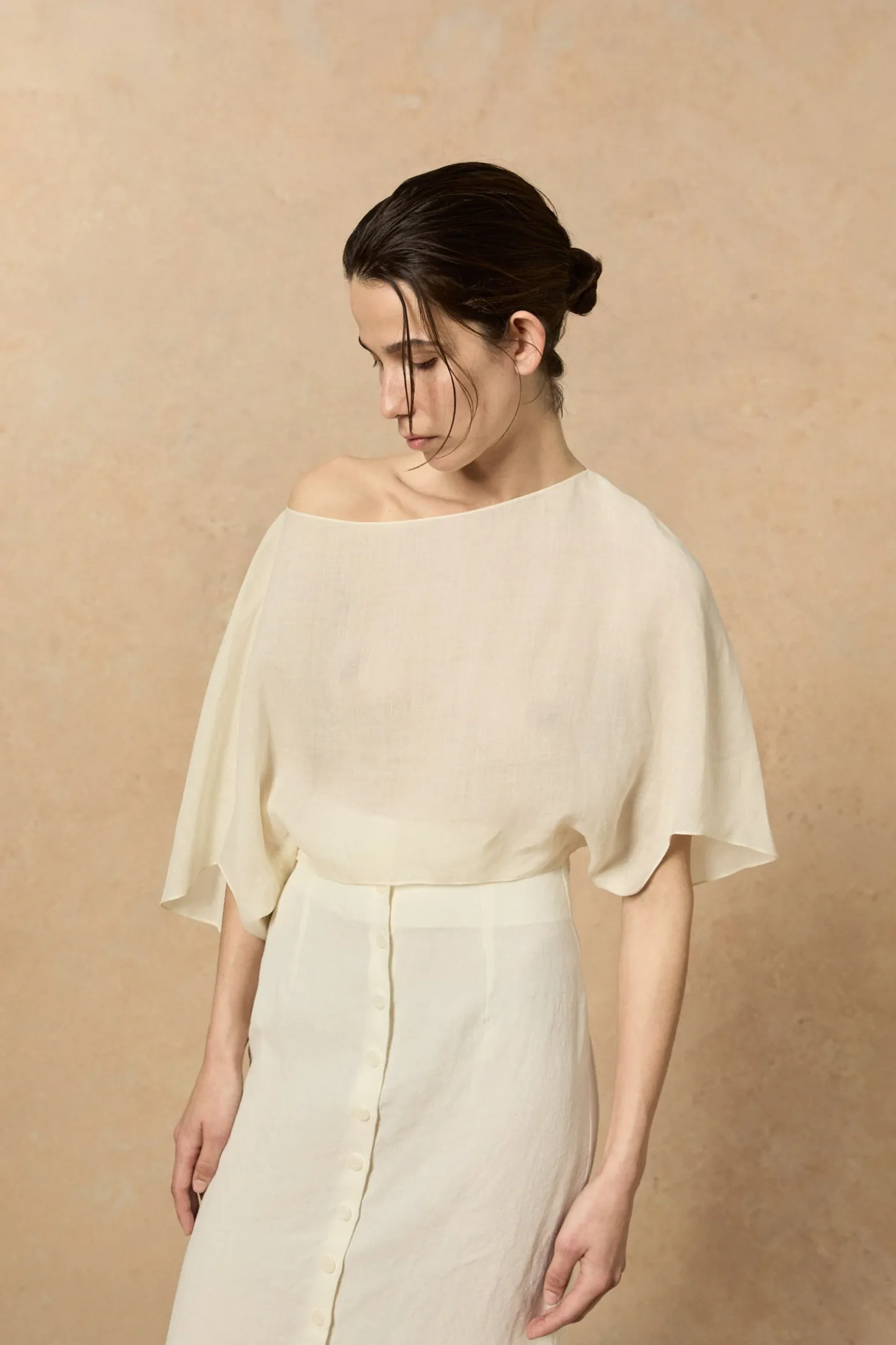 Bambina, ivory linen skirt