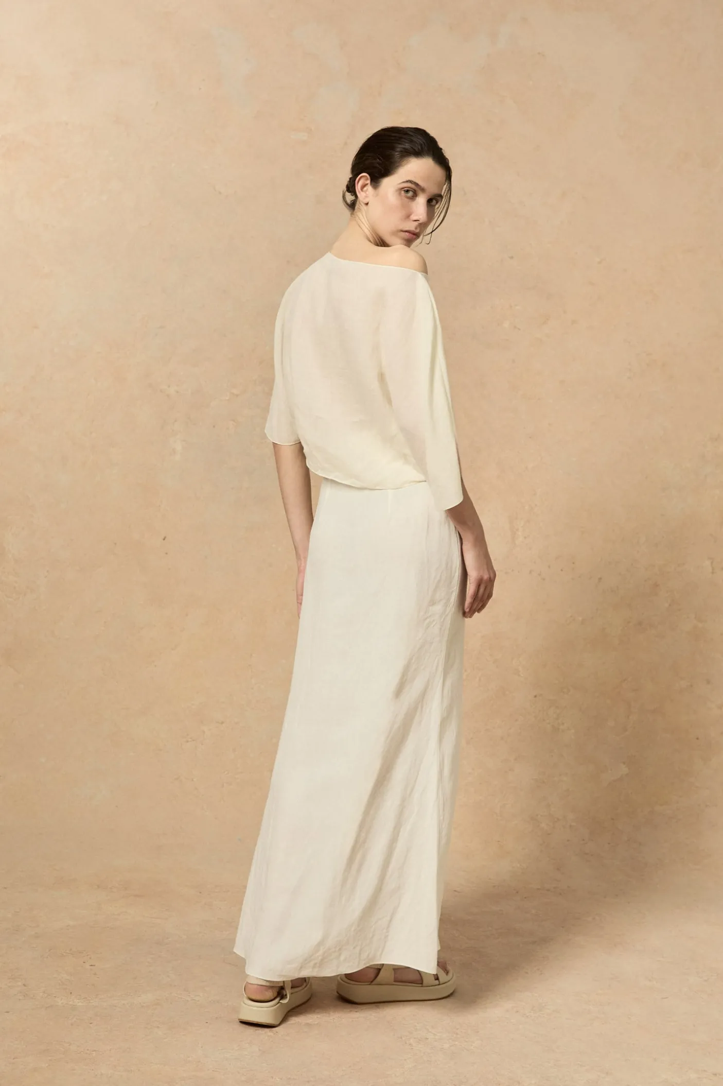 Bambina, ivory linen skirt