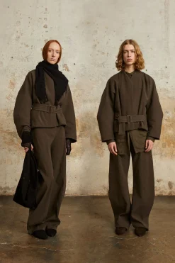 Bawa, pantalon de talle alto marron