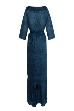 Blues, Tokyo print dress in ramie
