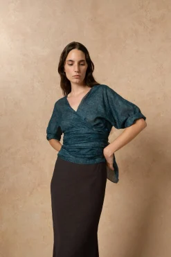 Blues, top en ramio tokyo print