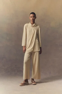 Botanica, pantalón en punto de lino crudo