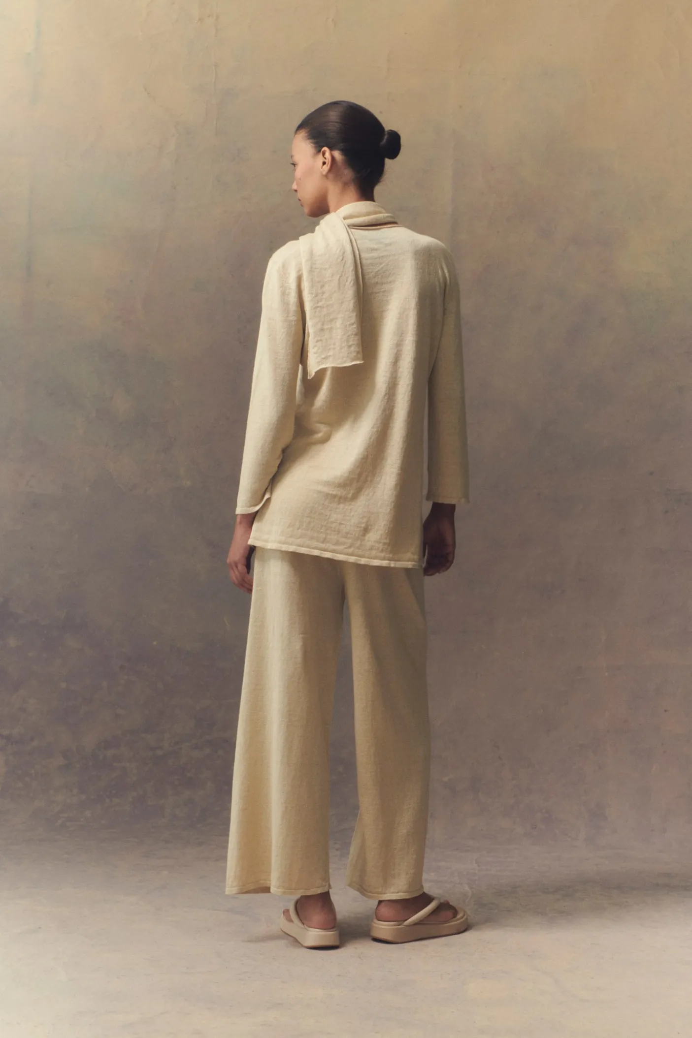 Botanica, pantalón en punto de lino crudo