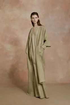 Cali, fade green linen coat