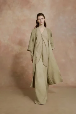 Cali, fade green linen coat