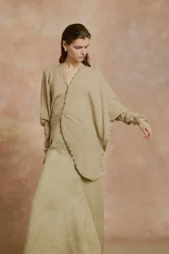 Cali, fade green linen skirt