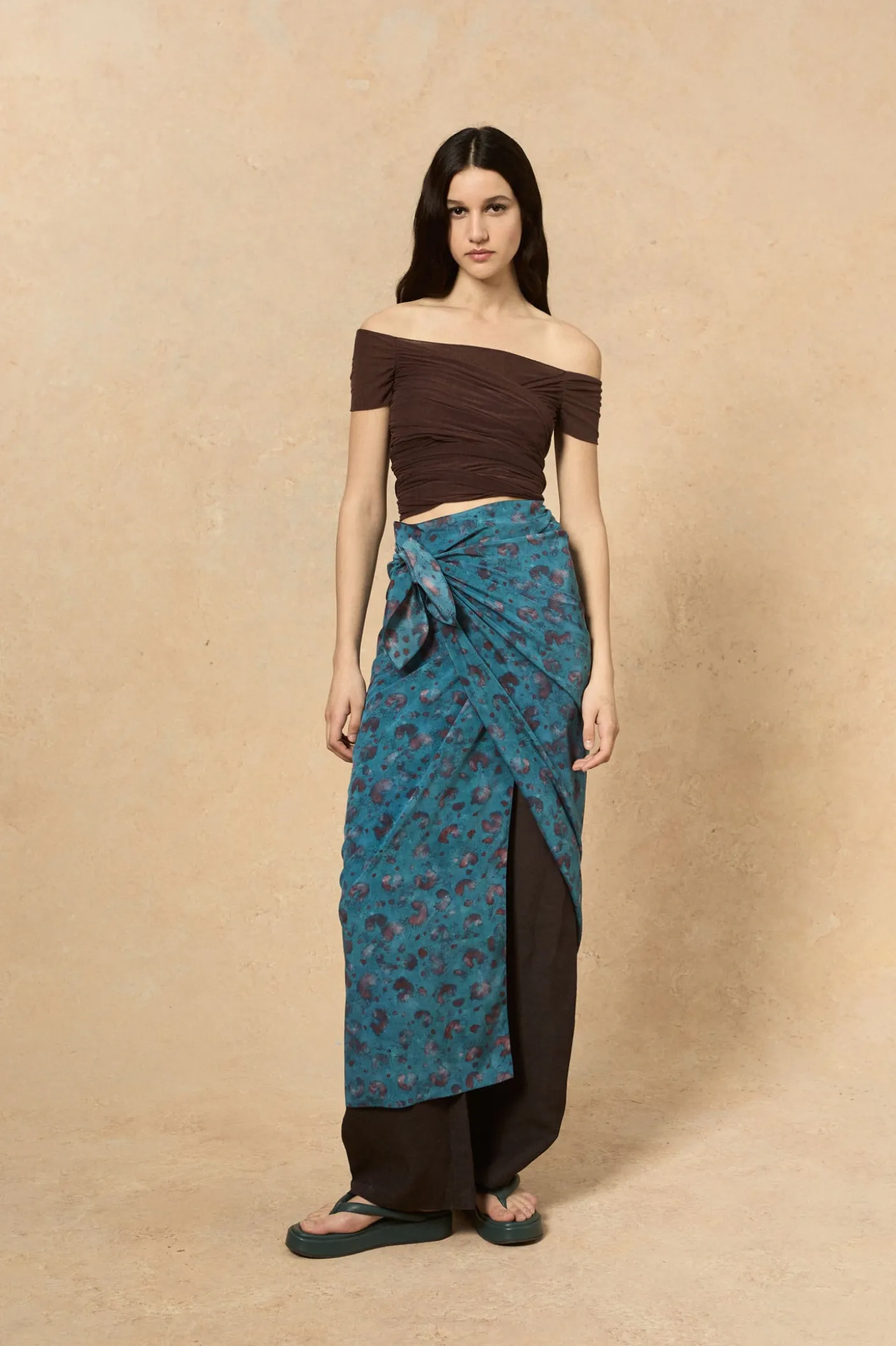 Camaron, isla print stretch silk skirt