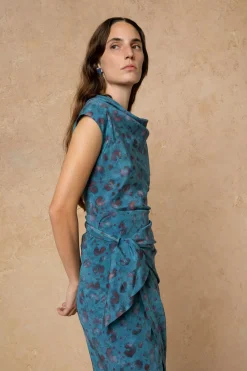 Camaron, isla print stretch silk top
