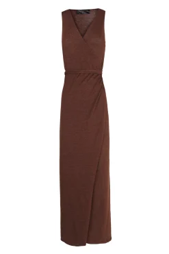 Canton, vestido cruzado de punto granate