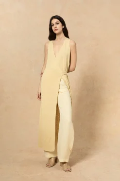 Canton, vestido cruzado de punto vainilla