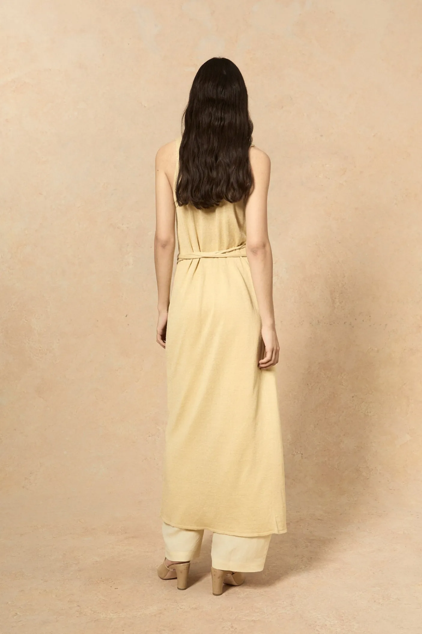 Canton, vestido cruzado de punto vainilla