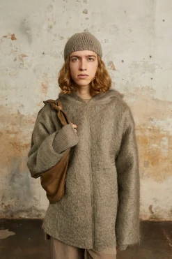Circ, gorro de punto baby alpaca y seda gris