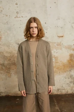 Circ, gray baby alpaca and silk cardigan