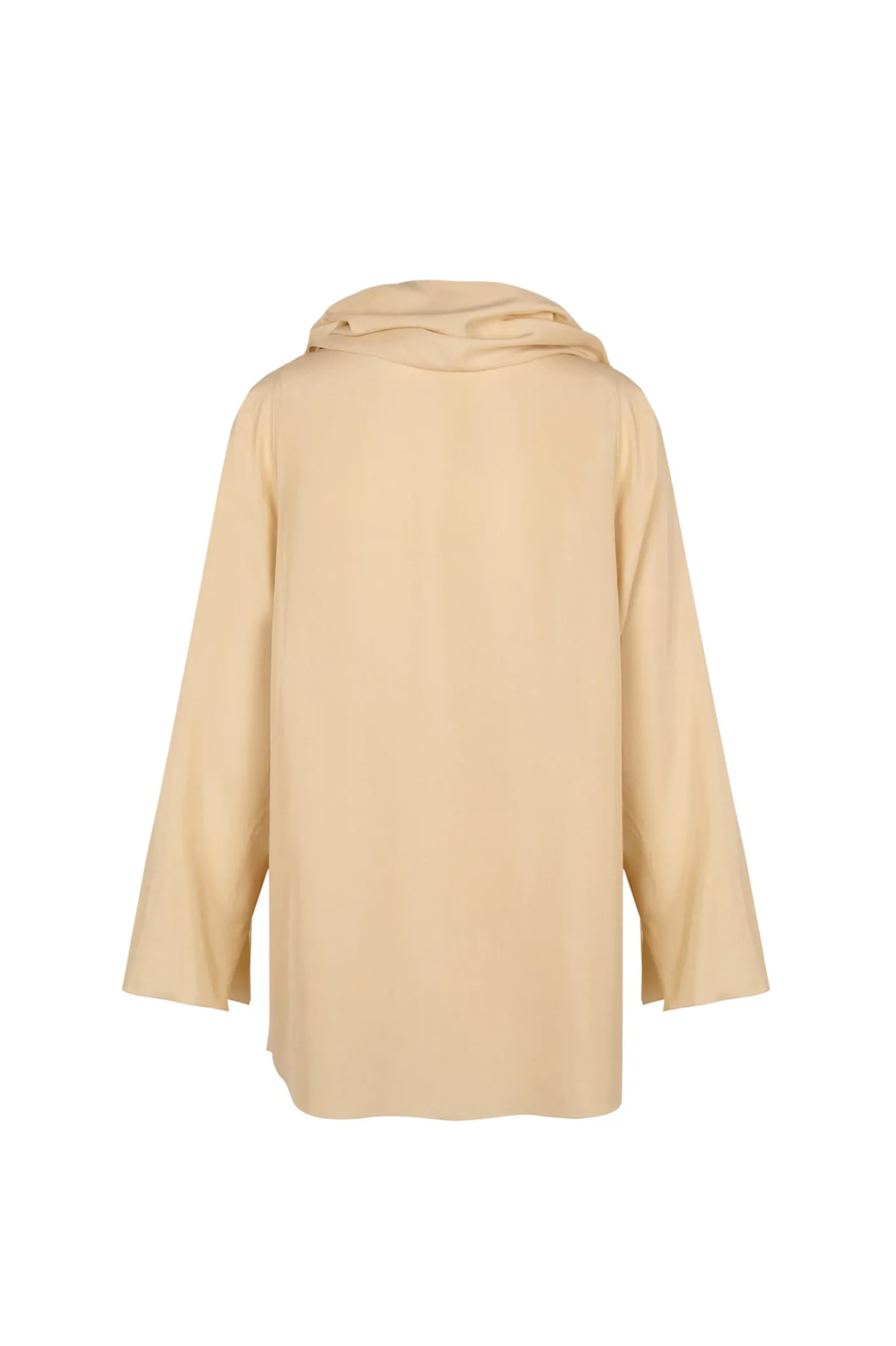Clara, beige silk wrap blouse