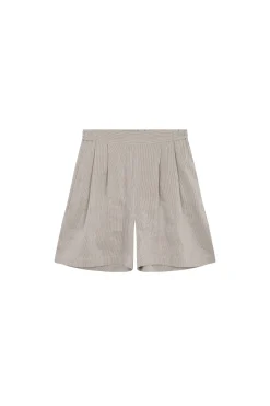 Cleo, pantalon corto en lino y seda a rayas verdes
