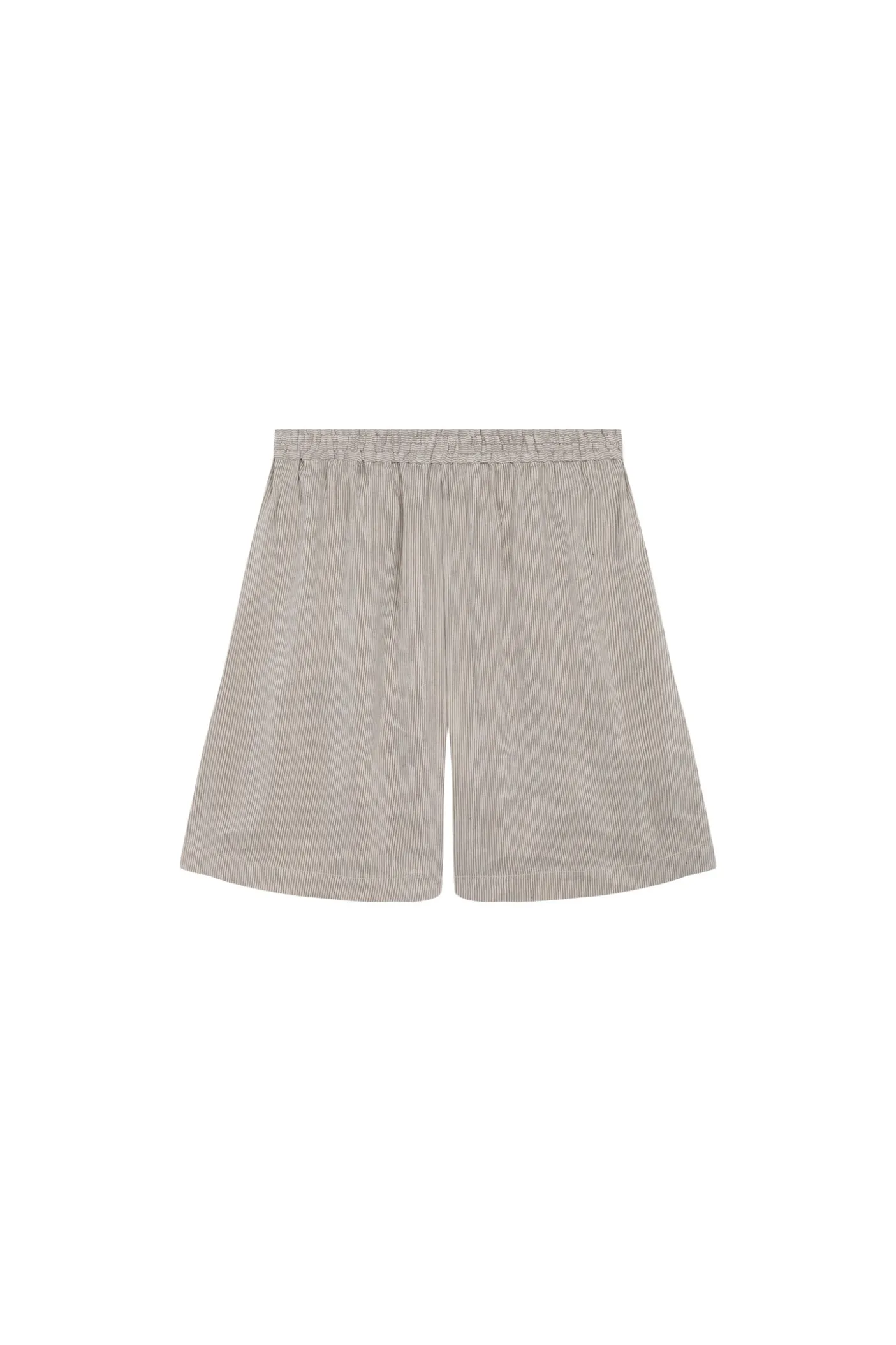 Cleo, pantalon corto en lino y seda a rayas verdes