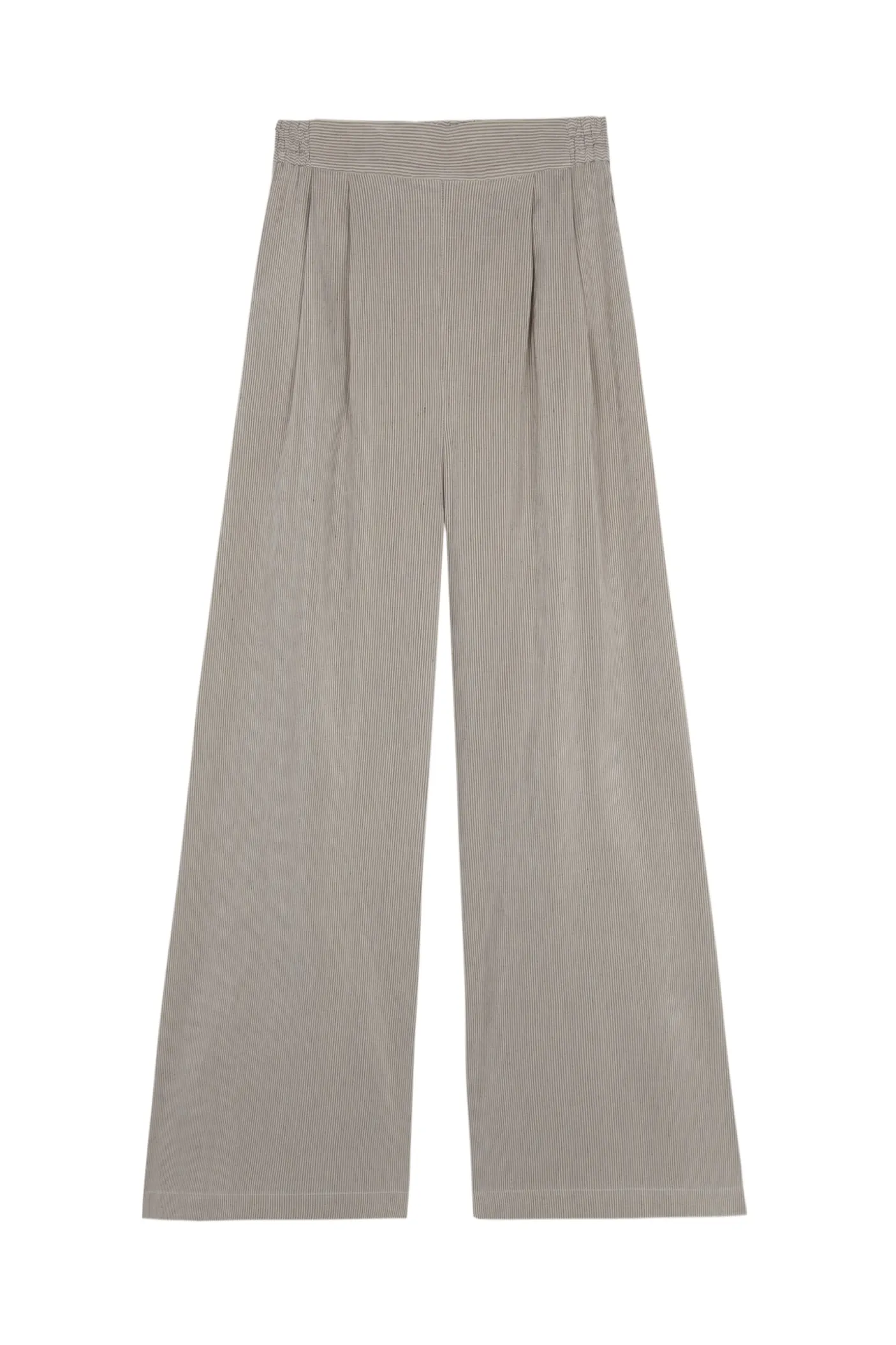 Cleo, pantalon en lino y seda a rayas verdes