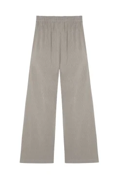 Cleo, pantalon en lino y seda a rayas verdes