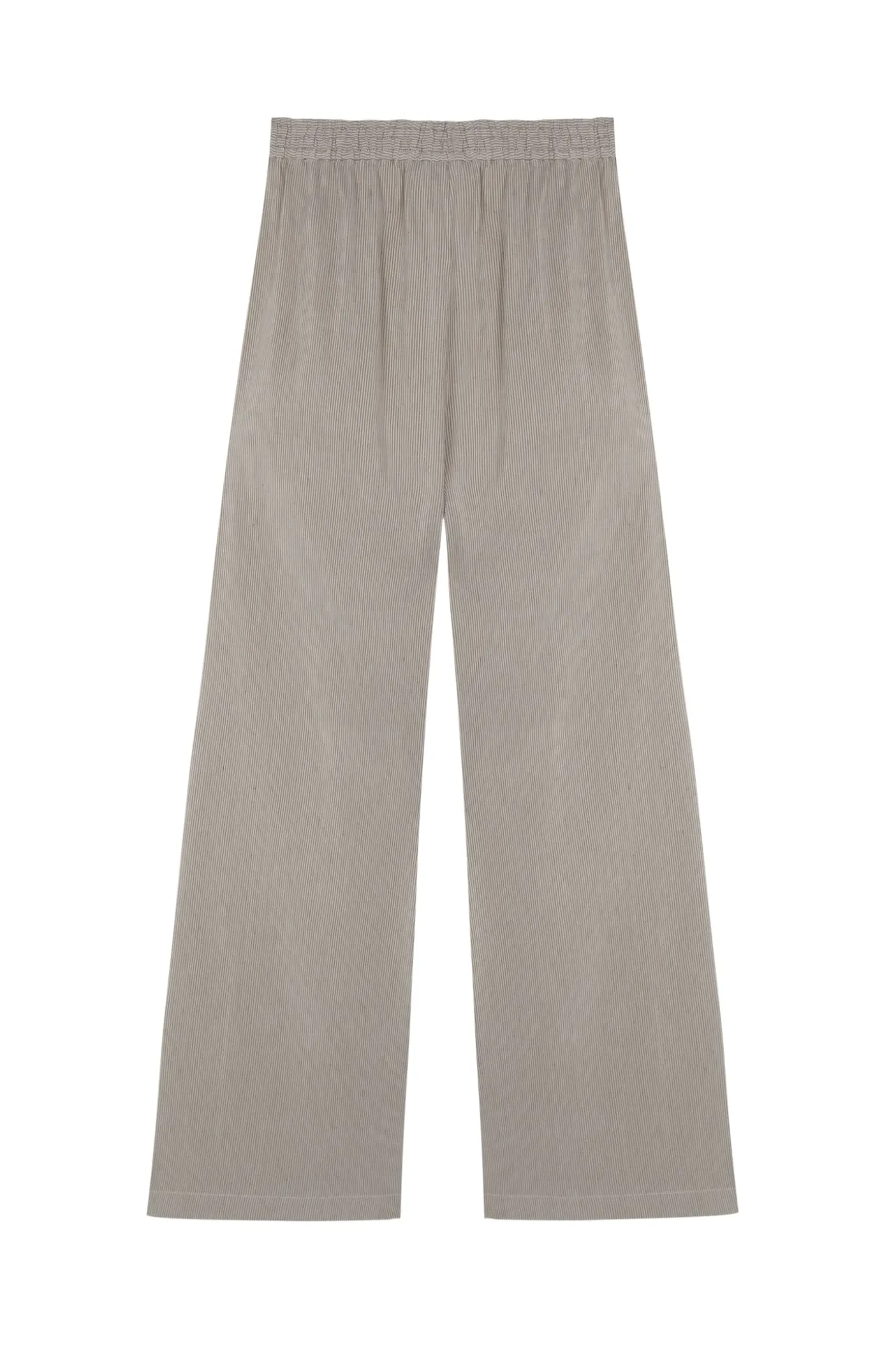 Cleo, pantalon en lino y seda a rayas verdes