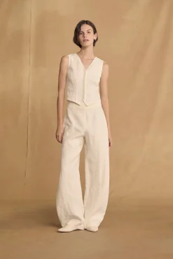 Costa, ivory linen pants