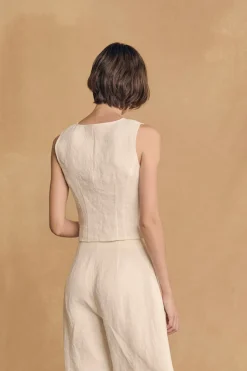 Costa, ivory linen vest