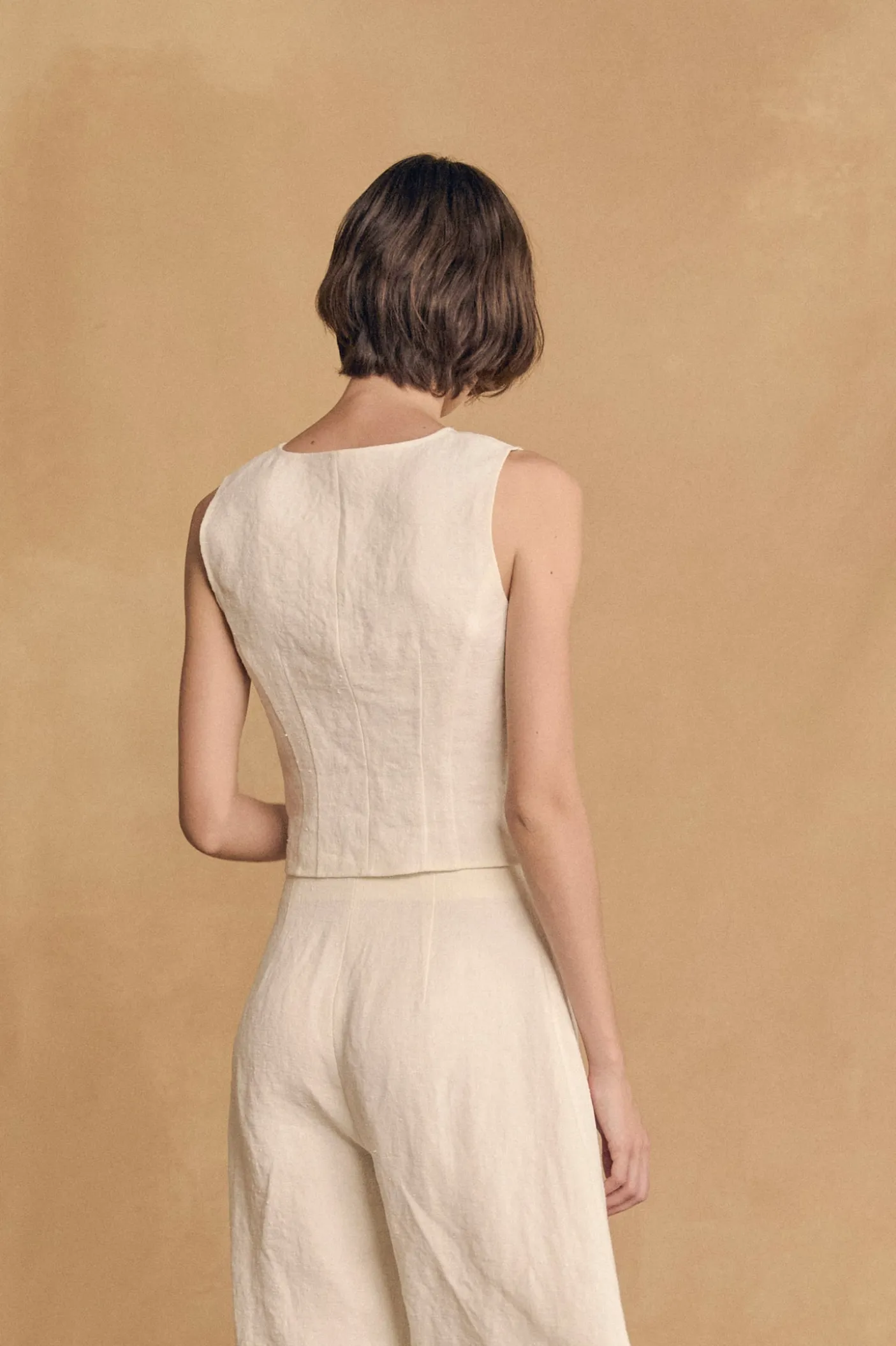 Costa, ivory linen vest