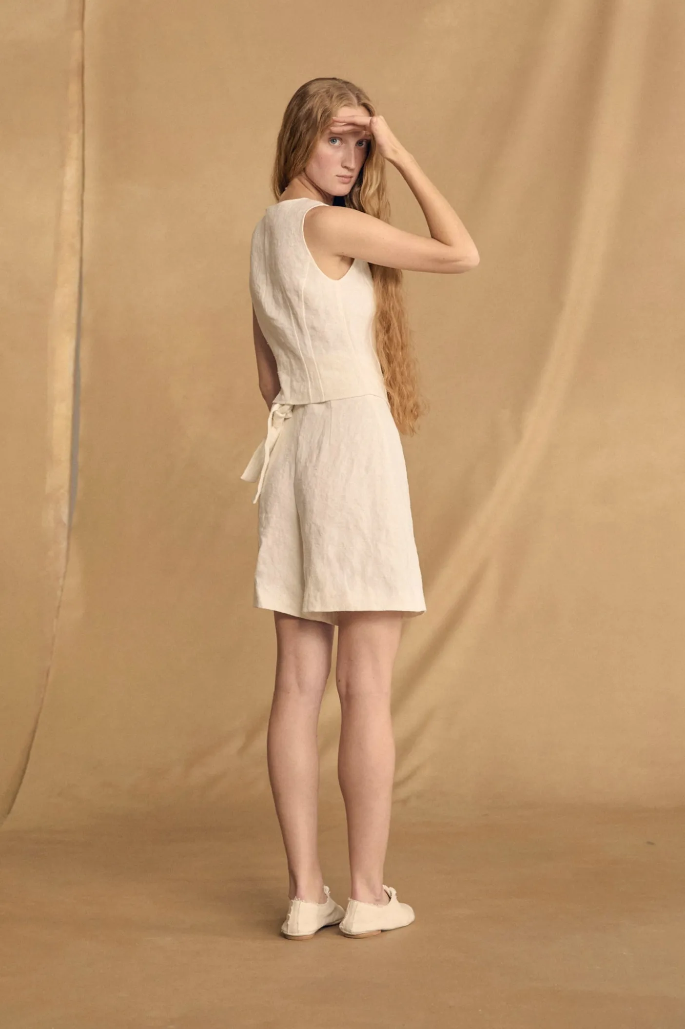 Costa, ivory linen vest