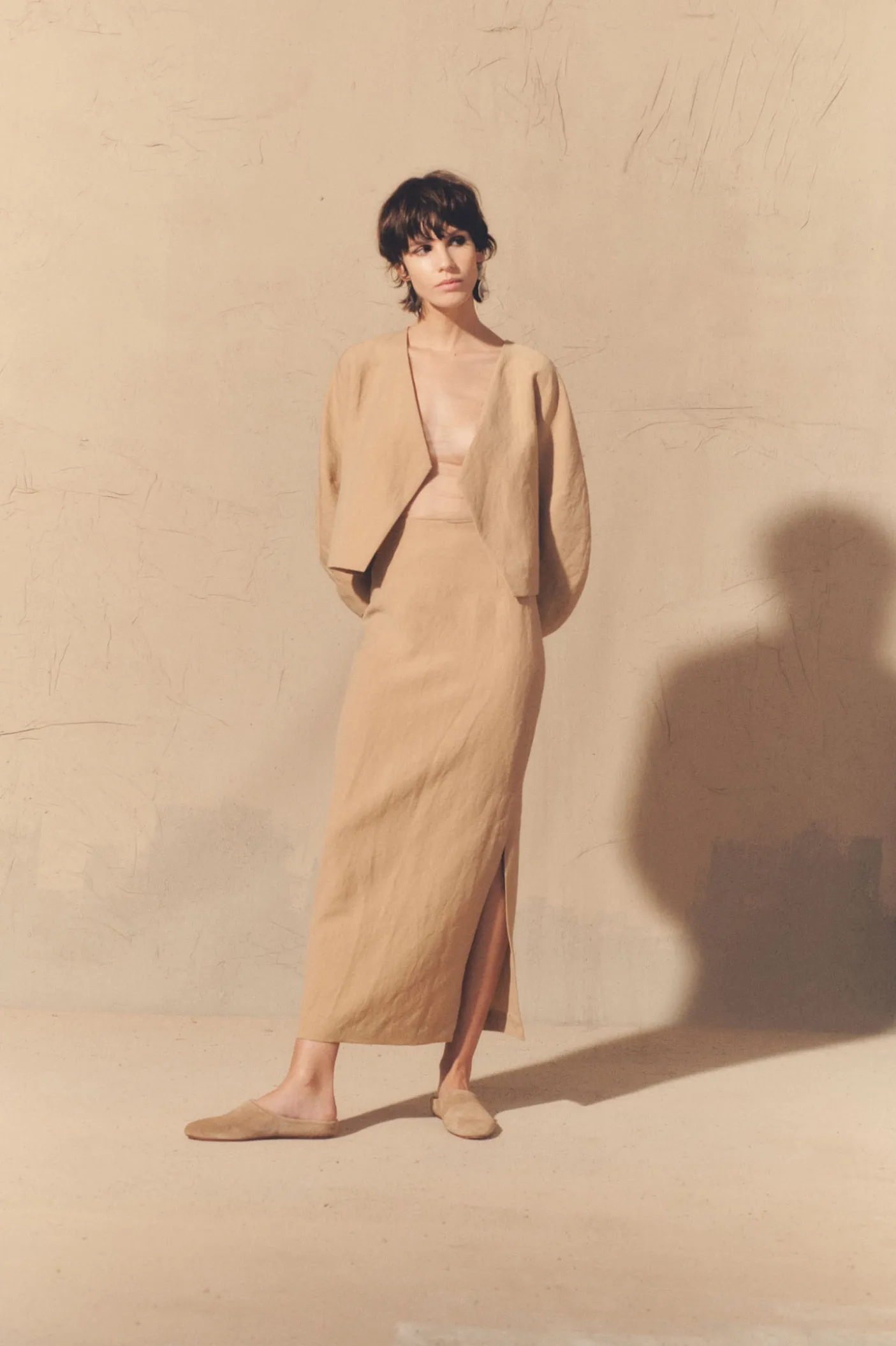 Dakota, pink in linen and virgin wool skirt