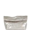 Delhi L, clutch grande de cuero blanco plateado